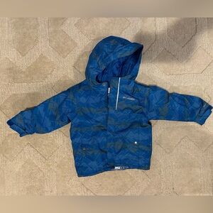 Columbia Blue Patterned Kids Hooded Jacket with omniheat lining
